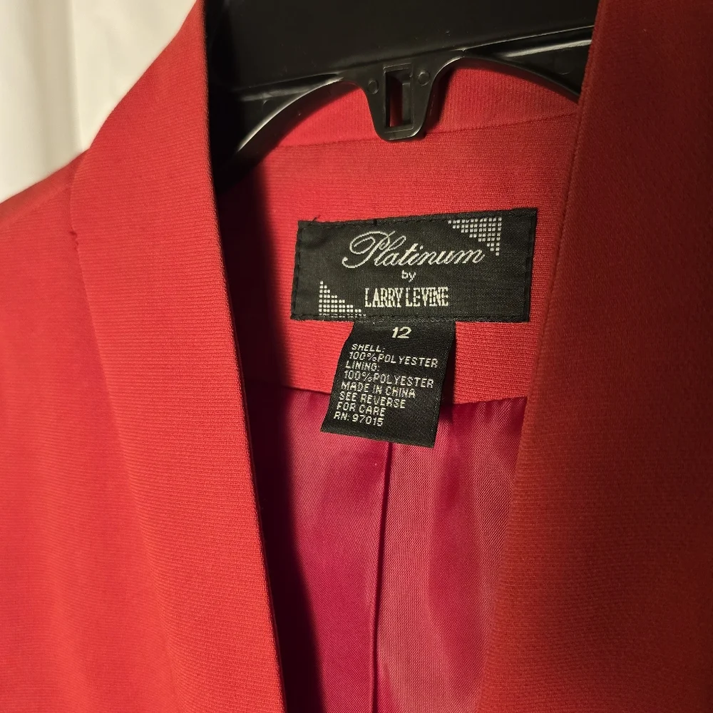 Red Single Breasted Women's Suit‎ Jacket by Platinum by Larry Levine